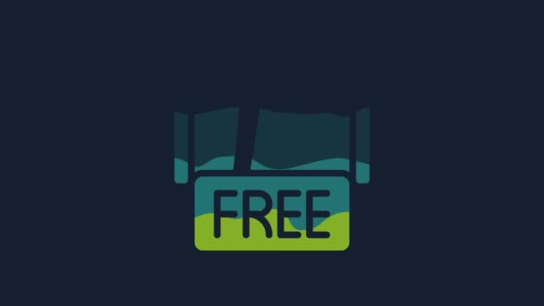 Yellow Free Overnight Stay House Icon Isolated Blue Background Video — Stok video