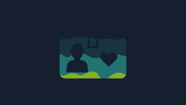 Иконка Волонтера Желтой Идентификационной Карточки Выделена Синем Фоне Удостоверение Личности — стоковое видео