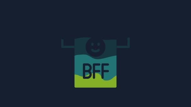 黄色のBffや親友永遠に青の背景に隔離アイコン 4Kビデオモーショングラフィックアニメーション — ストック動画