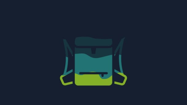 Yellow Hiking Backpack Icon Isolated Blue Background Camping Mountain Exploring — 비디오