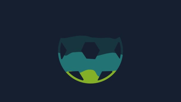 Κίτρινη Ποδοσφαιρική Μπάλα Εικονίδιο Απομονώνονται Μπλε Φόντο Αθλητικός Εξοπλισμός Γραφική — Αρχείο Βίντεο