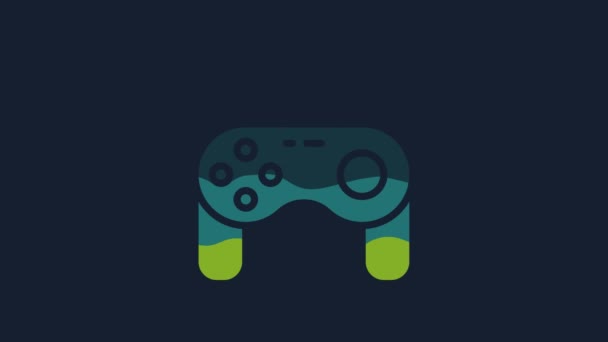 Yellow Gamepad Icon Isolated Blue Background Game Controller Video Motion — Stockvideo