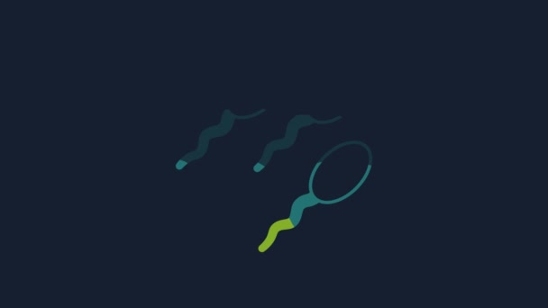 Icona Dello Sperma Giallo Isolata Sfondo Blu Animazione Grafica Video — Video Stock