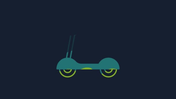 Yellow Roller Scooter Children Icon Isolated Blue Background Kick Scooter — Stock Video