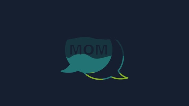 Yellow Speech Bubble Mom Icon Isolated Blue Background Happy Mothers — Vídeo de Stock