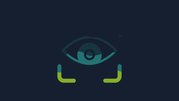 Ikona Skanowania Żółtych Oczu Odizolowana Niebieskim Tle Skanuję Oko Symbol — Wideo stockowe