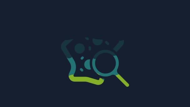 Yellow Microorganisms Magnifier Icon Isolated Blue Background Bacteria Germs Cell — Stok Video