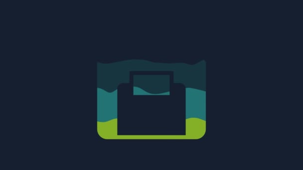 Yellow Floppy Disk Computer Data Storage Icon Isolated Blue Background — 비디오