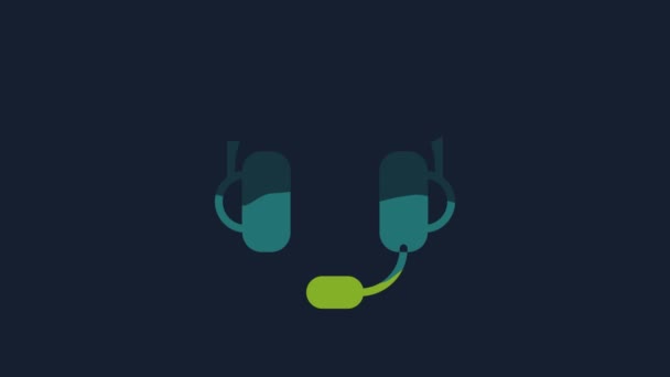 Yellow Headphones Icon Isolated Blue Background Earphones Concept Listening Music — стоковое видео