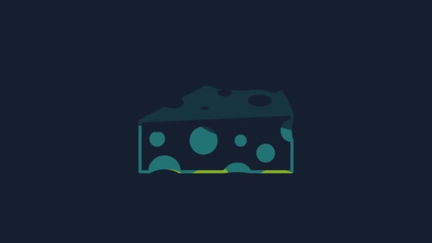 Yellow Cheese Icon Isolated Blue Background Video Motion Graphic Animation — Wideo stockowe