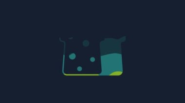 Yellow Bread toast for sandwich piece of roasted crouton icon isolated on blue background. Lunch, dinner, breakfast snack. 4K Video motion graphic animation.