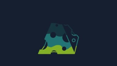 Yellow Cheese icon isolated on blue background. 4K Video motion graphic animation.