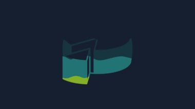 Yellow Cheese icon isolated on blue background. 4K Video motion graphic animation.