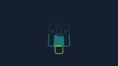 Yellow Scooter icon isolated on blue background. 4K Video motion graphic animation.