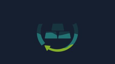 Yellow Gold exchange money icon isolated on blue background. Money changer. 4K Video motion graphic animation.