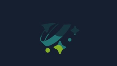 Yellow Diamond engagement ring icon isolated on blue background. 4K Video motion graphic animation.
