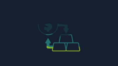 Yellow Gold exchange money icon isolated on blue background. Money changer. 4K Video motion graphic animation.