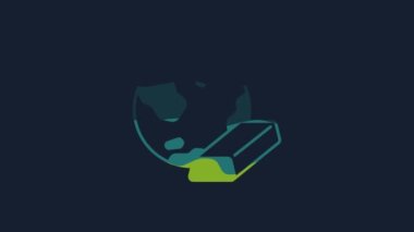 Yellow Gold bars icon isolated on blue background. Banking business concept. 4K Video motion graphic animation.