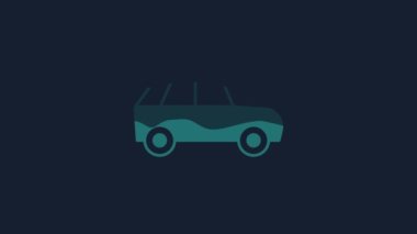 Yellow Car icon isolated on blue background. 4K Video motion graphic animation.