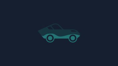 Yellow Car icon isolated on blue background. 4K Video motion graphic animation.