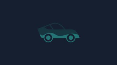 Yellow Car icon isolated on blue background. 4K Video motion graphic animation.