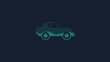 Yellow Car icon isolated on blue background. 4K Video motion graphic animation.