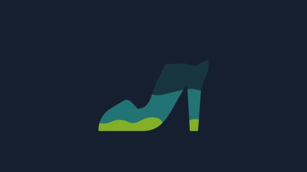 Yellow Woman Shoe High Heel Icon Isolated Blue Background Video — Stock Video