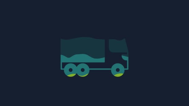 Geel Levering Vrachtwagen Voertuig Pictogram Geïsoleerd Blauwe Achtergrond Video Motion — Stockvideo