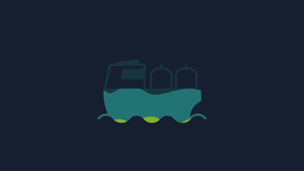 Icona Della Nave Petroliera Gialla Isolata Sfondo Blu Animazione Grafica — Video Stock