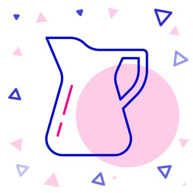 Beyaz arka planda izole edilmiş zeytin yağı ikonu çizgisi. Zeytinyağı ikonlu sürahi. Renkli taslak konsepti. Vektör