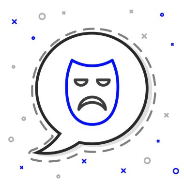 Çizgi Tiyatro Maskesi simgesi beyaz arkaplanda izole edildi. Renkli taslak konsepti. Vektör