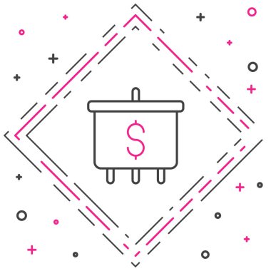 Dolar sembollü çizgi hedefi beyaz arka planda izole edildi. Yatırım hedefi. Başarılı iş konsepti. Nakit ya da Para işareti. Renkli taslak konsepti. Vektör