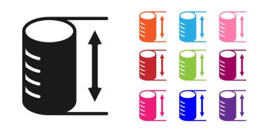 Black Height geometrical figure icon isolated on white background. Abstract shape. Geometric ornament. Set icons colorful. Vector