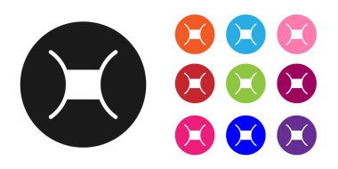 Siyah Gemini burç simgesi beyaz arka planda izole edilmiş. Astrolojik yıldız falı koleksiyonu. Simgeleri renklendirin. Vektör