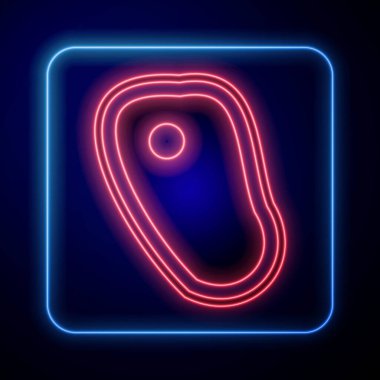 Siyah arka planda parlayan neon et ikonu. Vektör