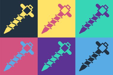 Pop Art İnşaat matkap ikonu renk arkaplanında izole edilmiş. Vektör