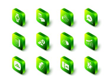 Set Gold coin with gold bars, hand, Growth arrow, nugget, Safe and ring icon. Vector