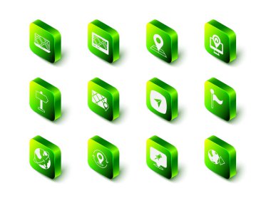Set Gps device with map, Folded location marker, Monitor, Flag, Location the globe, City navigation, Push pin and Map icon. Vector