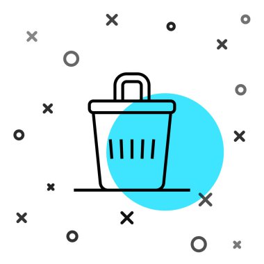 Siyah çizgi Çöp kutusu simgesi beyaz arkaplanda izole edildi. Çöp kutusu tabelası. Sepet simgesini geri dönüştür. Ofis çöpü ikonu. Rastgele dinamik şekiller. Vektör