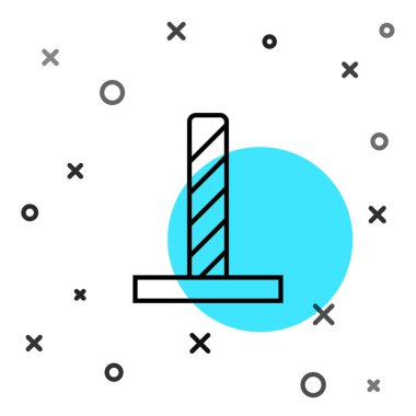 Black line Cat scratching post with toy icon isolated on white background. Random dynamic shapes. Vector