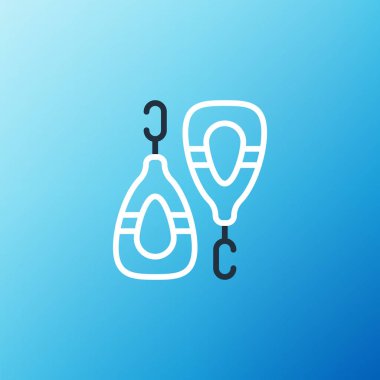 Satır küpeleri simgesi mavi arkaplanda izole edildi. Mücevher aksesuarları. Renkli taslak konsepti. Vektör