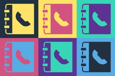 Pop Art Telefon Telefon rehberi simgesi renk arkaplanında izole edildi. Adres defteri. Telefon rehberi. Vektör