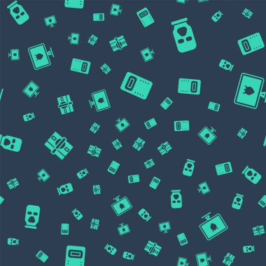 Set Police assault shield, Balaclava, Stacks paper money cash and database on seamless pattern. Vector.