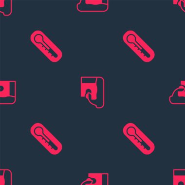 Set Thermometer and Wastewater on seamless pattern. Vector.