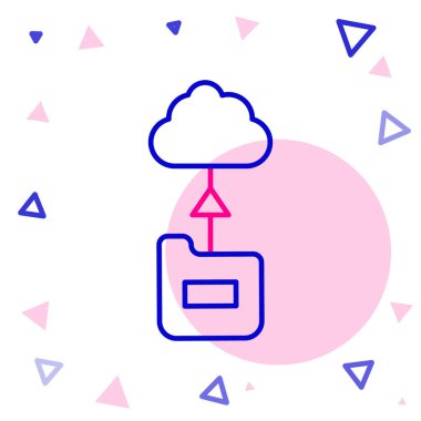 Hat Bulut teknolojisi veri transferi ve depolama simgesi beyaz arkaplanda izole edildi. Renkli taslak konsepti. Vektör.