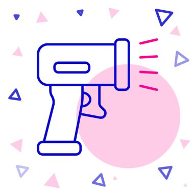 Satır Tarayıcı beyaz arkaplanda izole edilmiş barkod simgesi tarıyor. Barkod etiketi. Parmaklıklı teslimat için kimlik. Renkli taslak konsepti. Vektör