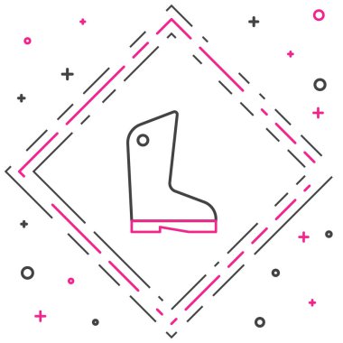 Çizgi lastiği eldiven simgesi beyaz arkaplanda izole edildi. Lateks el koruması işareti. Ev işi temizlik ekipmanları sembolü. Renkli taslak konsepti. Vektör