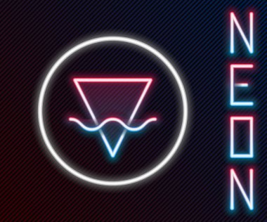 Simya sembolü simya ikonunun parlayan neon hattı elemanı siyah arkaplanda izole edildi. Temel mistik elementler. Renkli taslak konsepti. Vektör