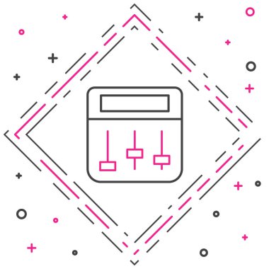 Line Drum makinesinin müzik yapımcısı ikonu beyaz arkaplanda izole edildi. Renkli taslak konsepti. Vektör