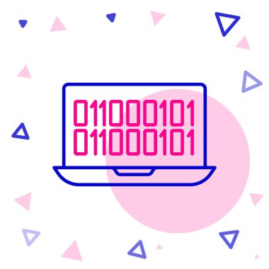 Satır ikili kod simgesi beyaz arkaplanda izole edildi. Renkli taslak konsepti. Vektör